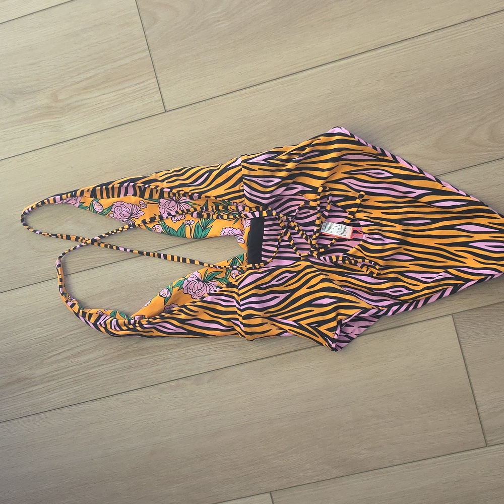 Maaji Vibrant Floral and Zebra Print One Piece Reversible Two Way Swimsuit - Picture 8 of 11